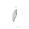 316L SURGICAL STEEL SQUARE CZ PAVED RAIL CLICKER BELLY RING 